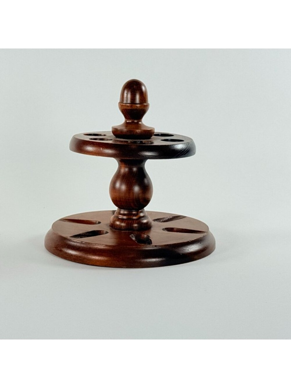 Vintage Wooden 6 Holder Stand For Storage Display Two-Tier Design